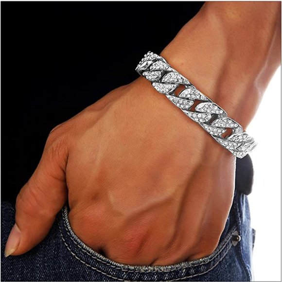 18k Gold Iced Out Bracelet - Picture 1 of 12